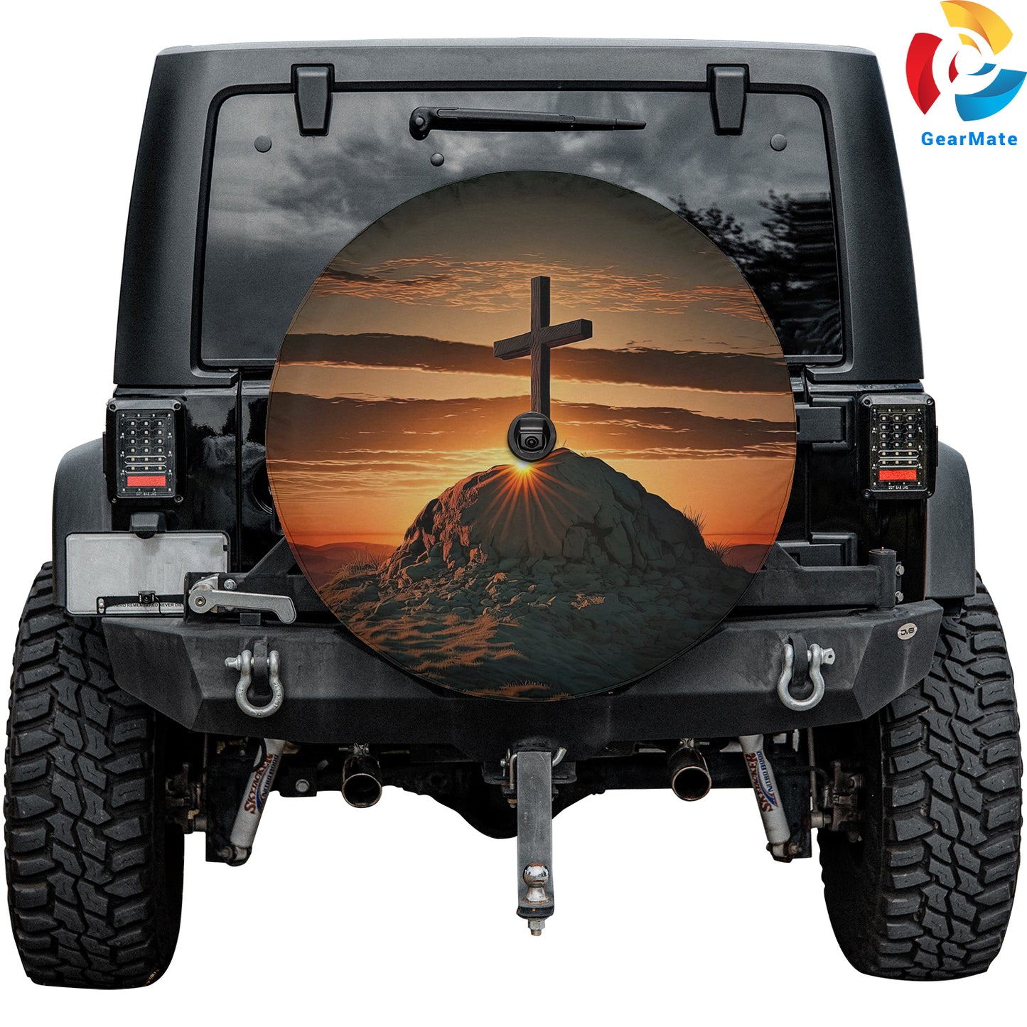 Jesus Cross Spare Tire Cover – Premium Waterproof UV Resistant Protector