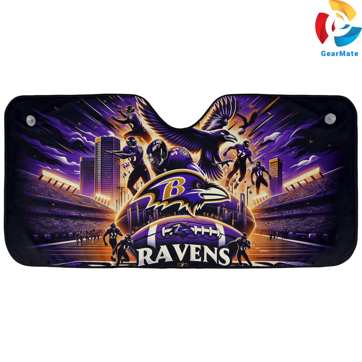 Baltimore Ravens NFL Team AI Reflective Car Sunshade – Premium Heat & UV Protection, Universal Fit