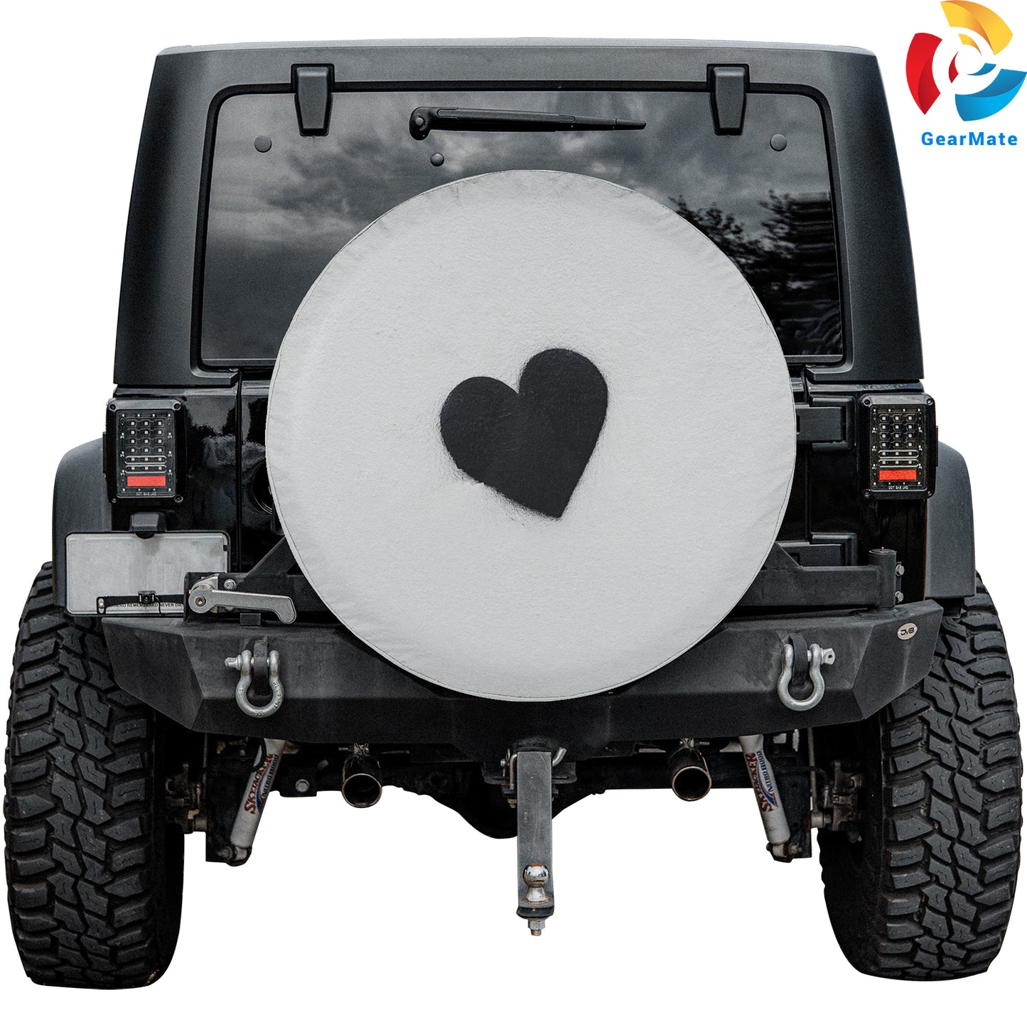 Black Heart Love Spare Tire Cover – Premium Waterproof UV Resistant Protector