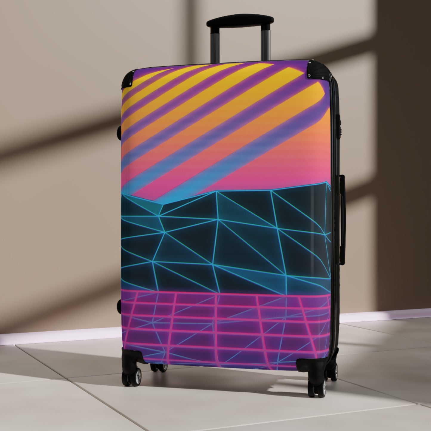 Abstract Neon Sunset Art Carry-On Suitcase - Stylish Luggage for Travelers