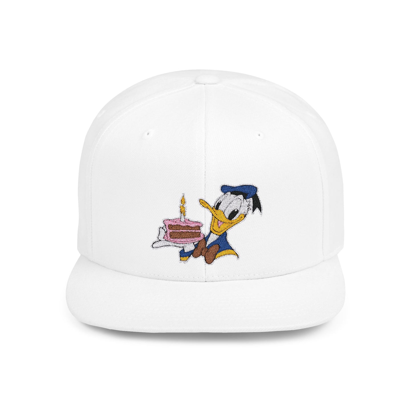 Donald Duck Birthday Cake Flat Bill Snapback – Lightweight, Custom Fit, Premium Quality