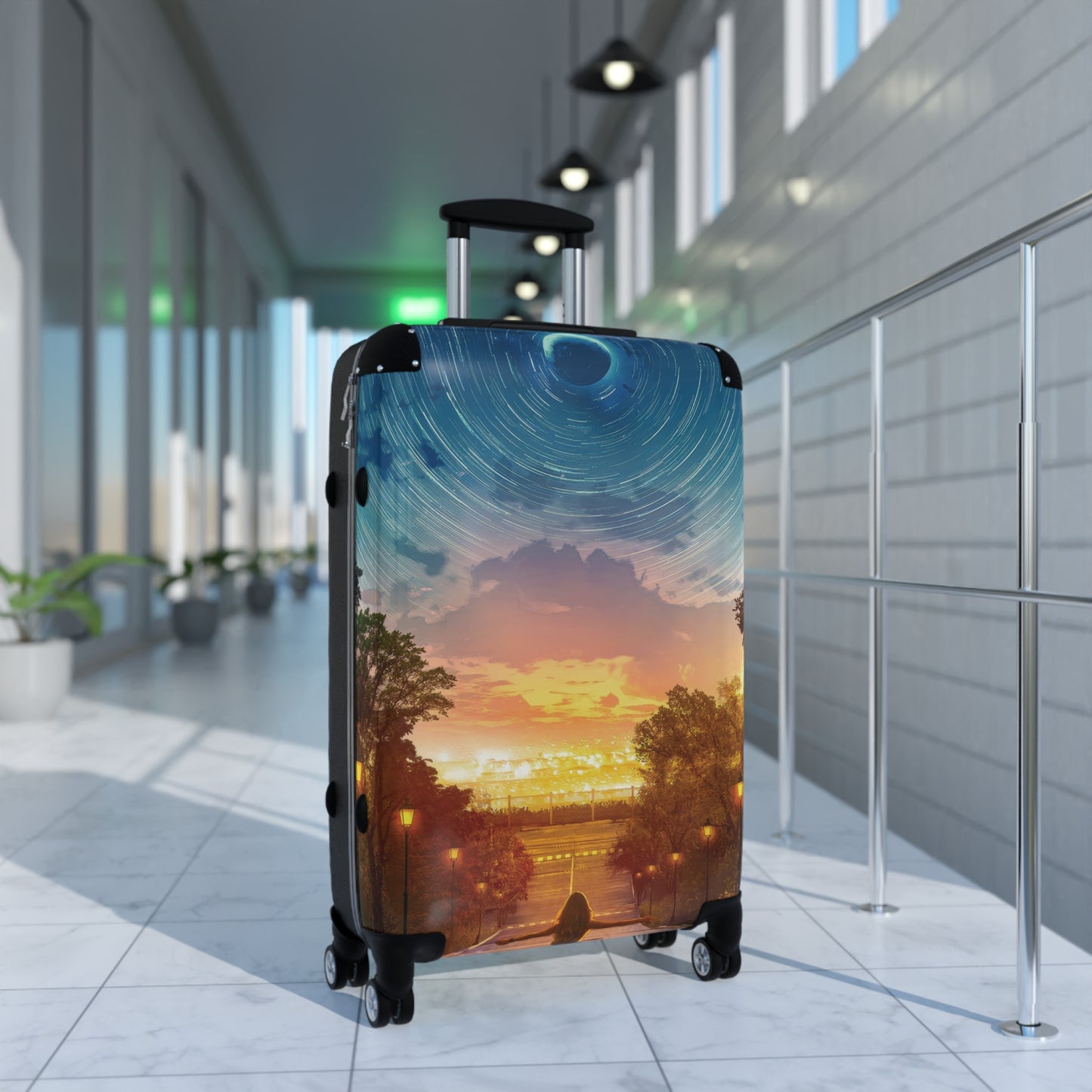 Art Moon Star Trails Carry-On Suitcase - Stylish Luggage for Travelers