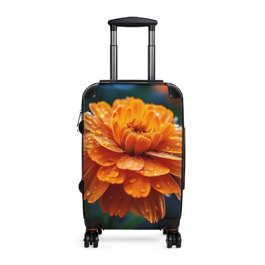 Nature Flowers Floral Orange Flower With Dew Drops Art Carry-On Suitcase - Stylish Luggage for Travelers