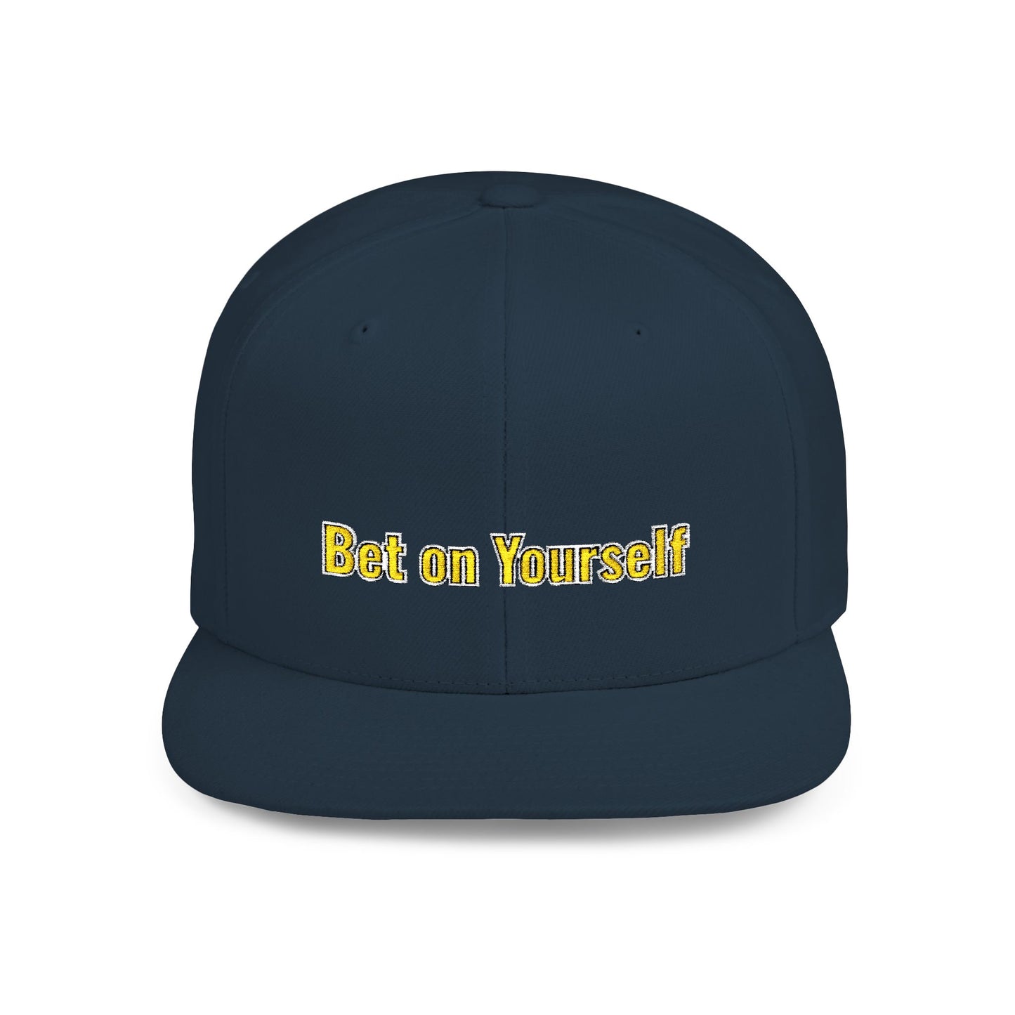 Text Bet On Yourself Flat Bill Snapback – Lightweight, Custom Fit, Premium Quality