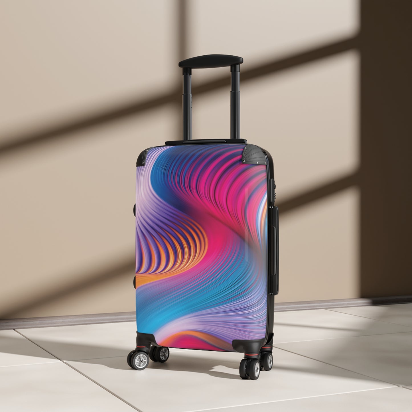 Abstract Moving Wave Carry-On Suitcase - Stylish Luggage for Travelers