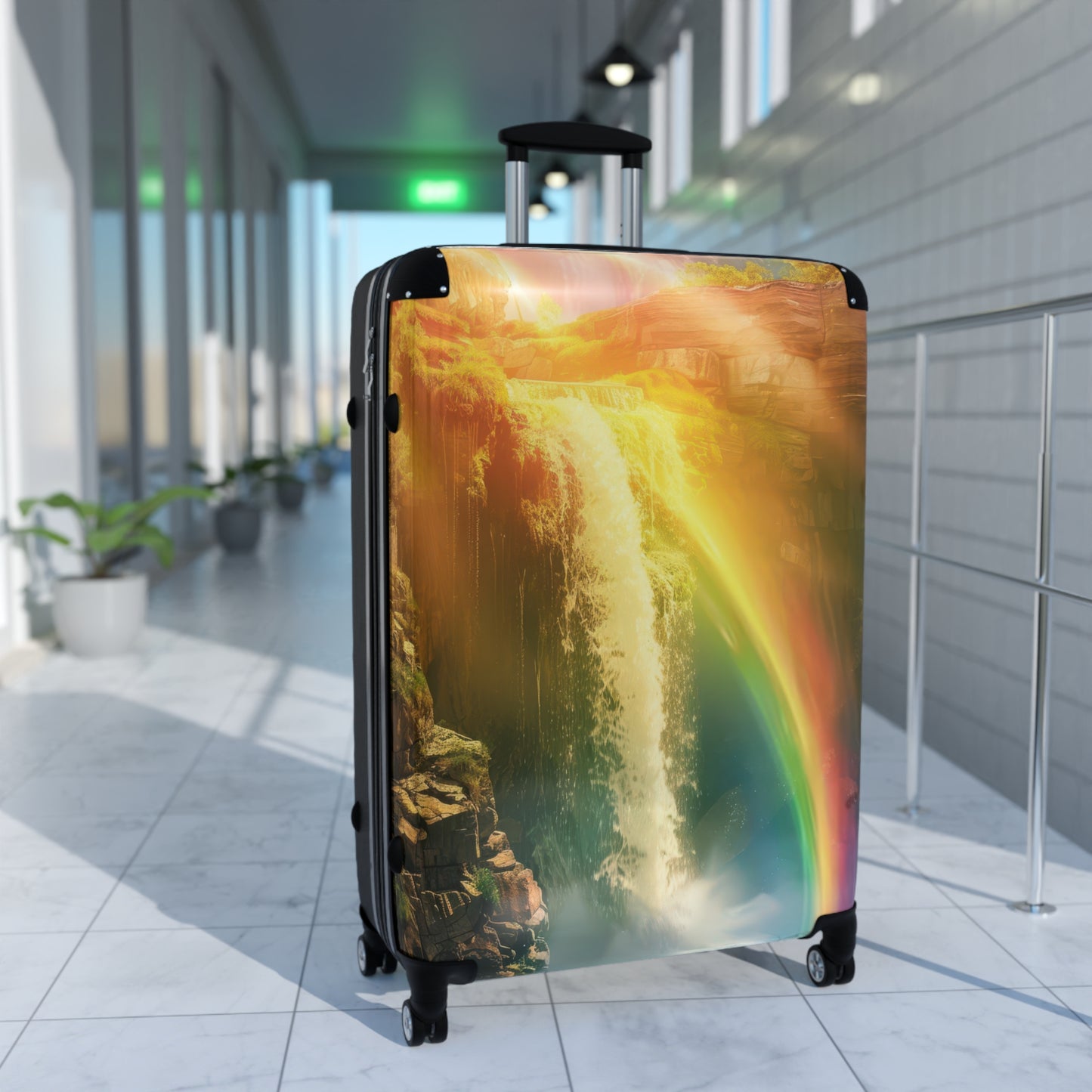 Nature Waterfall Rainbow Art Carry-On Suitcase - Stylish Luggage for Travelers