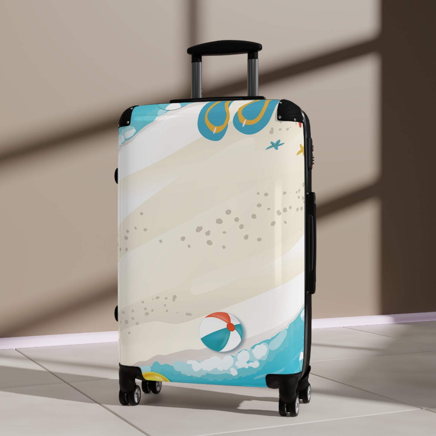 Nature Summer Beach Cartoon Art Carry-On Suitcase - Stylish Luggage for Travelers
