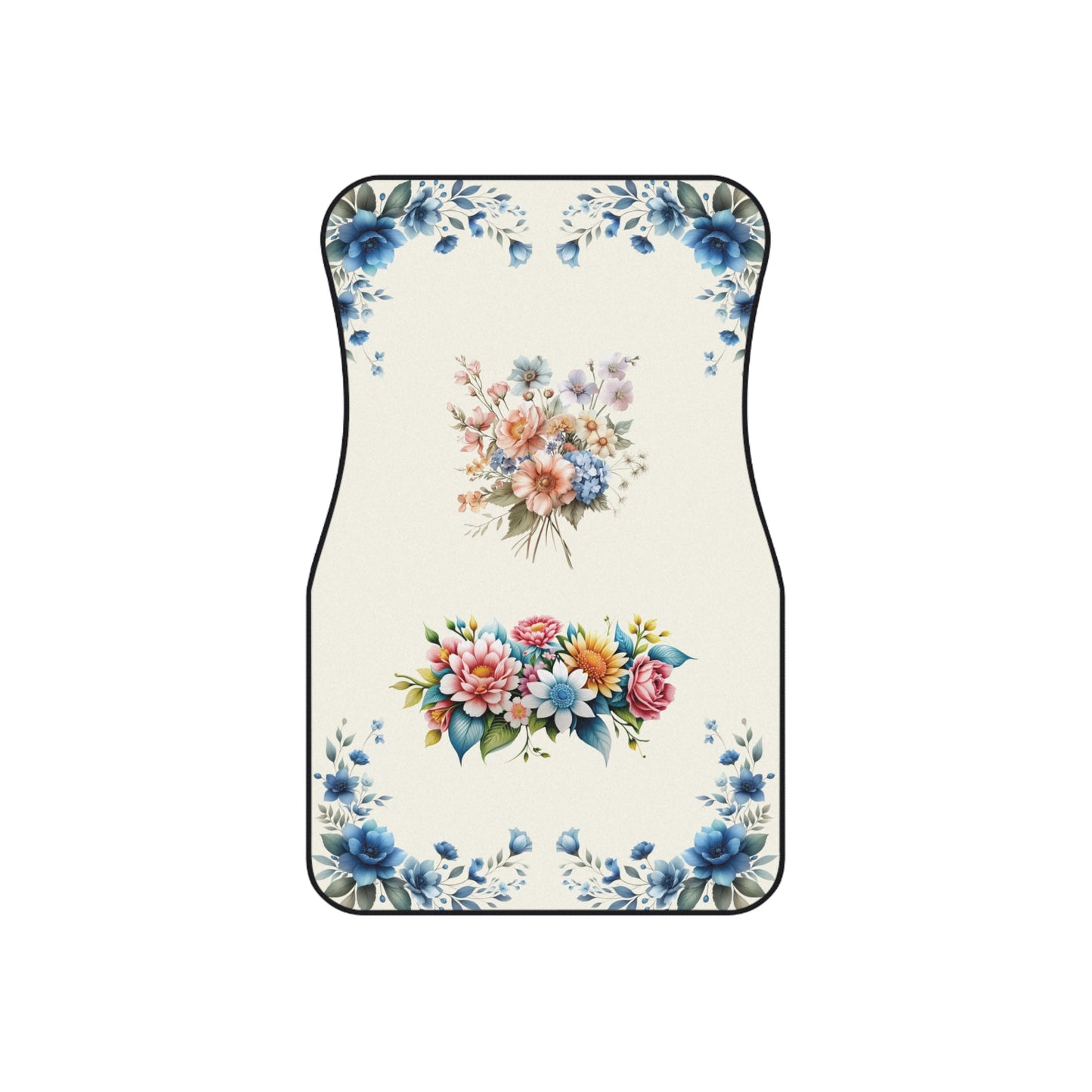 Flowers Beautiful Blue Flowers Car Floor Mats – 2-Piece Front Set, Durable & Stylish, Universal Fit