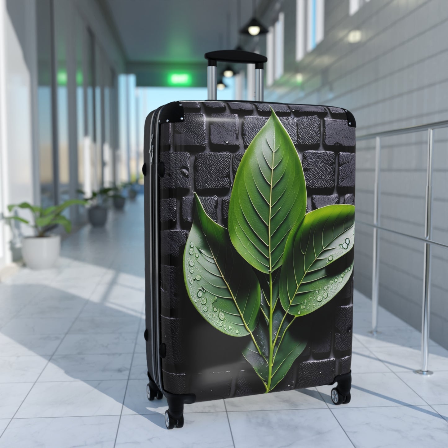 Nature Green Leaves With Water Art Carry-On Suitcase - Stylish Luggage for Travelers