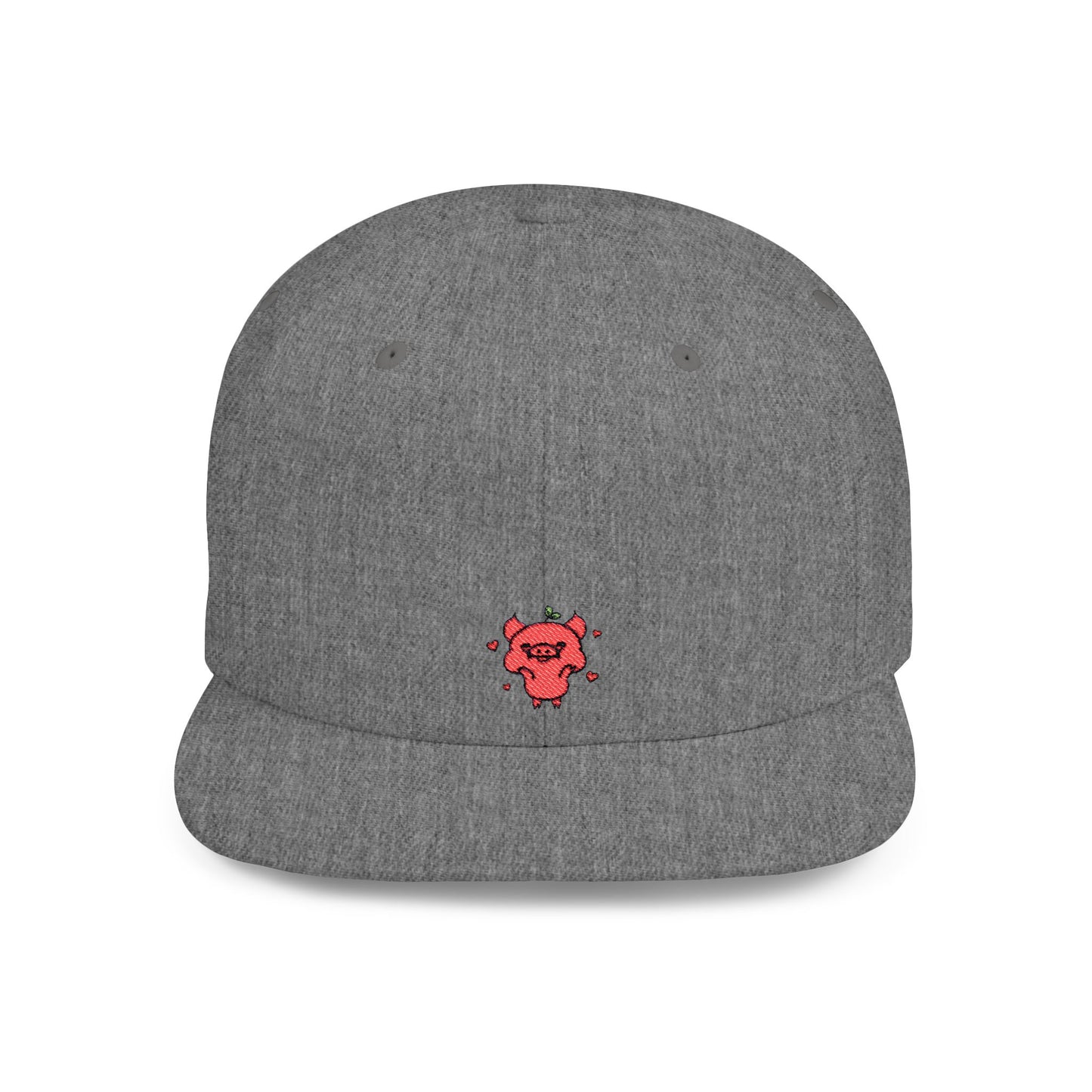 Icons Embroidered Pig Smile Flat Bill Snapback – Lightweight, Custom Fit, Premium Quality