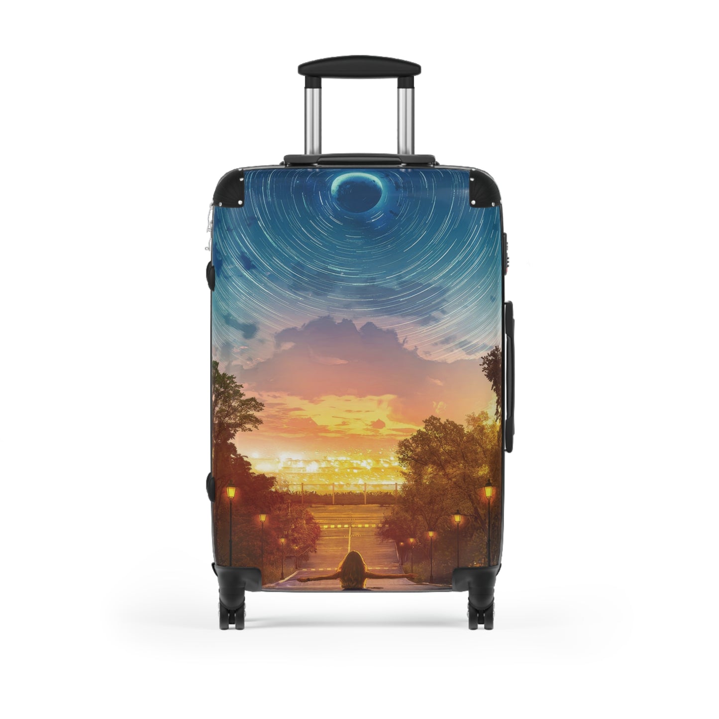 Art Moon Star Trails Carry-On Suitcase - Stylish Luggage for Travelers