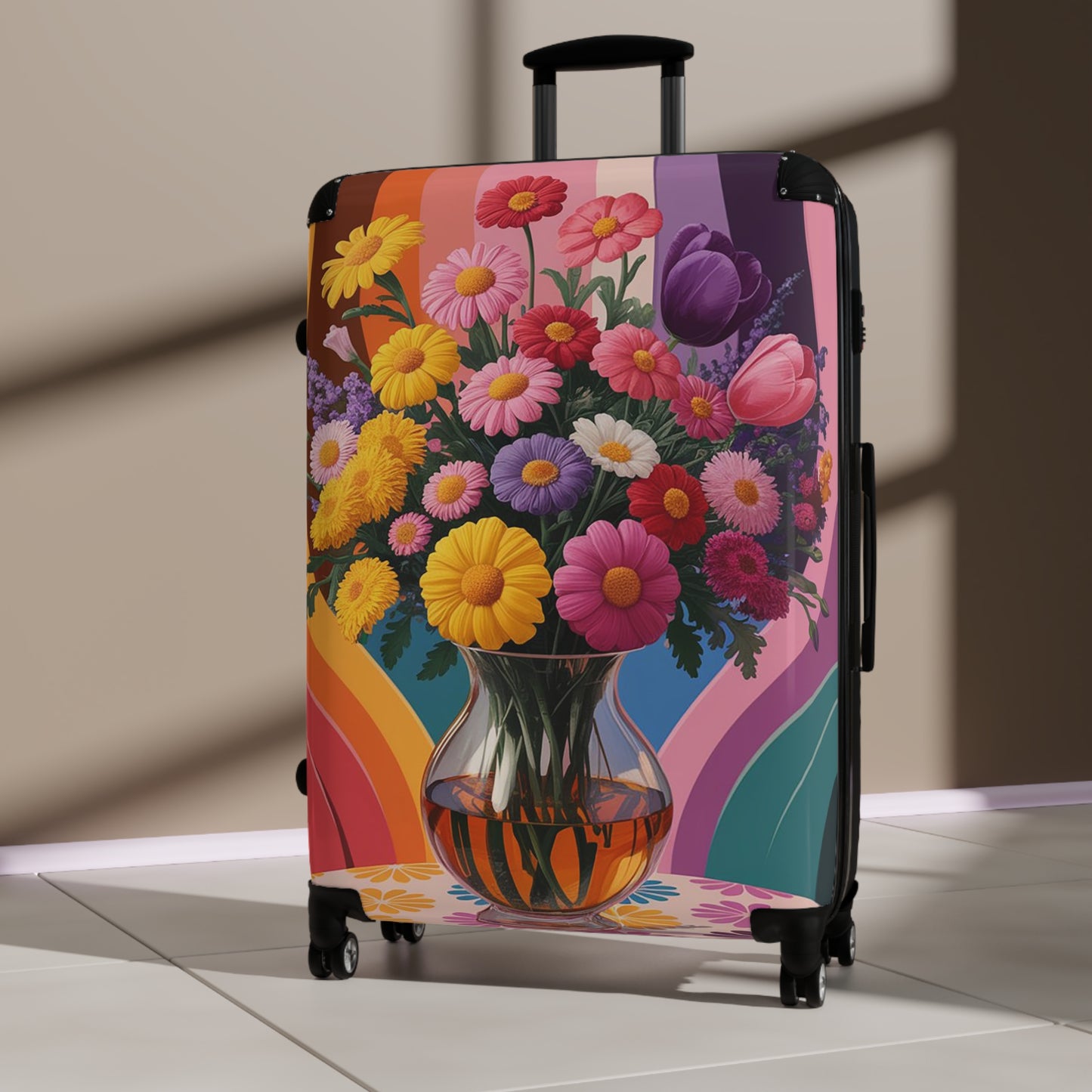 Nature Flowers Floral Vase Colorful Art Carry-On Suitcase - Stylish Luggage for Travelers
