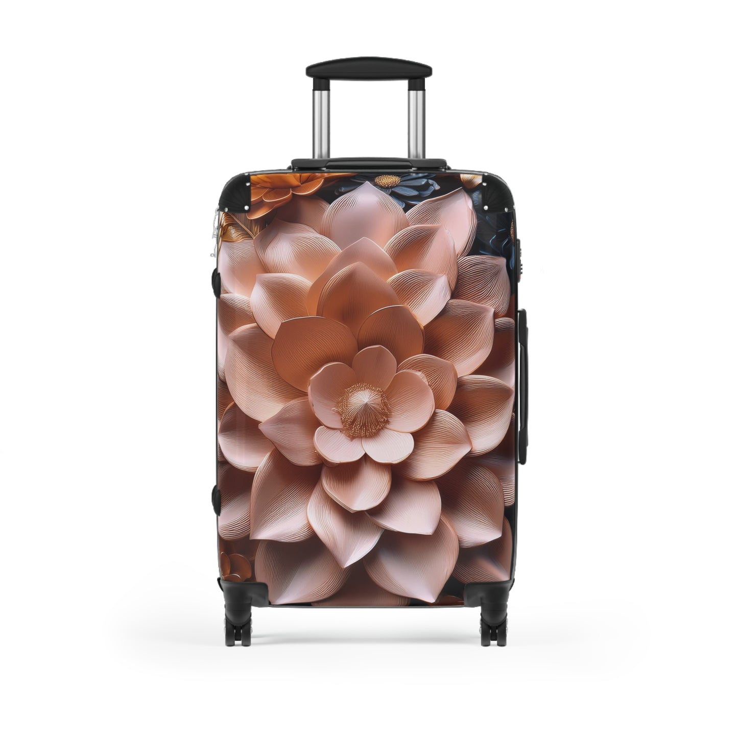 Nature Flowers Floral Peach Gold Art Carry-On Suitcase - Stylish Luggage for Travelers
