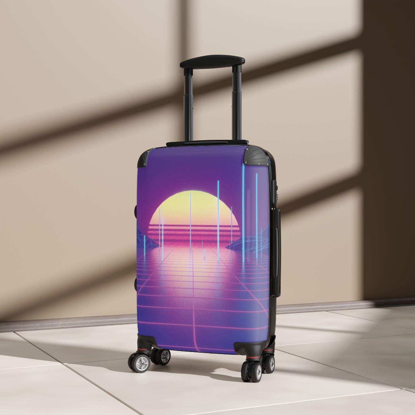 Abstract Retrowave Neon Art Carry-On Suitcase - Stylish Luggage for Travelers