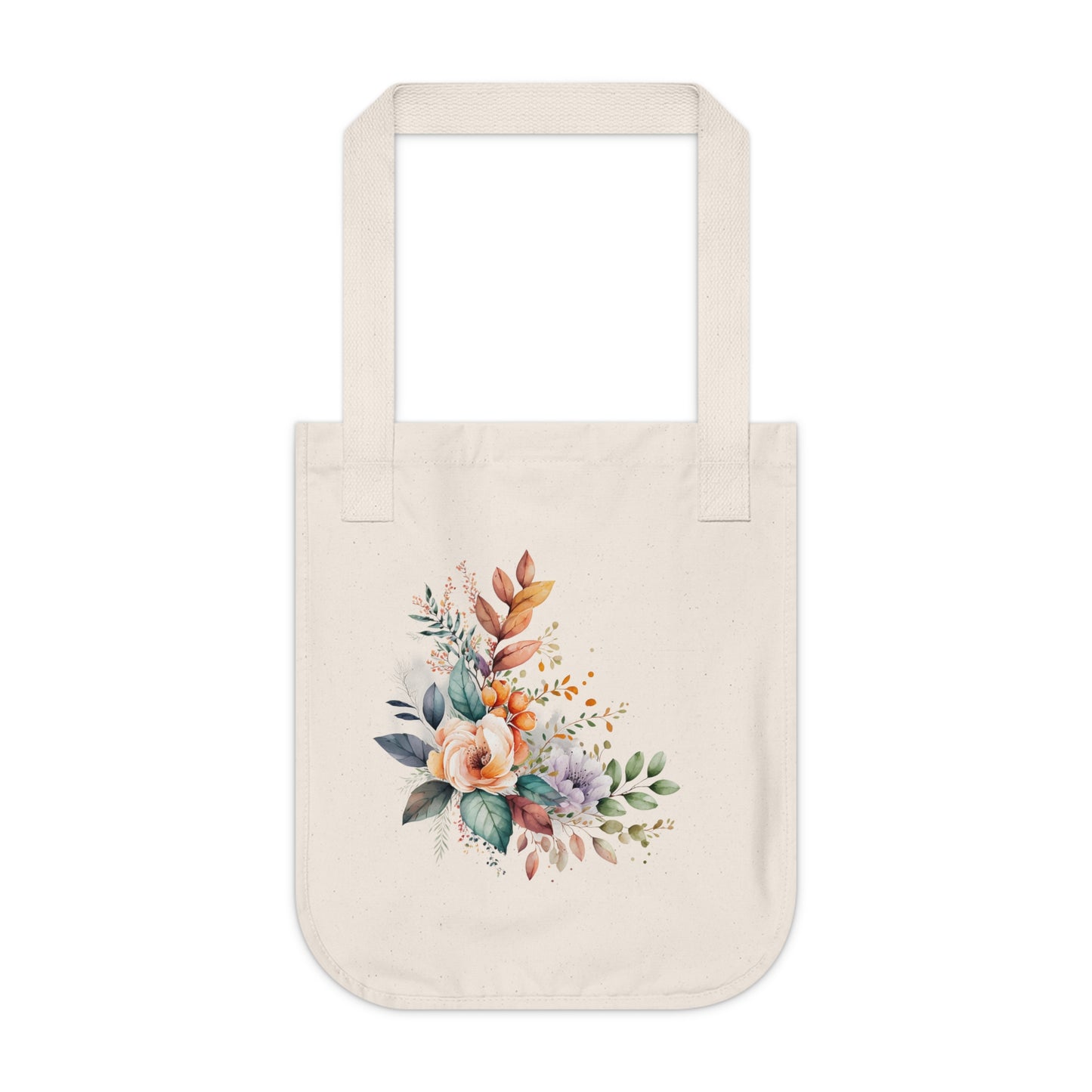 Flowers Watercolor Floral Organic Canvas Tote Bag - Eco-Friendly Carryall for Everyday Use