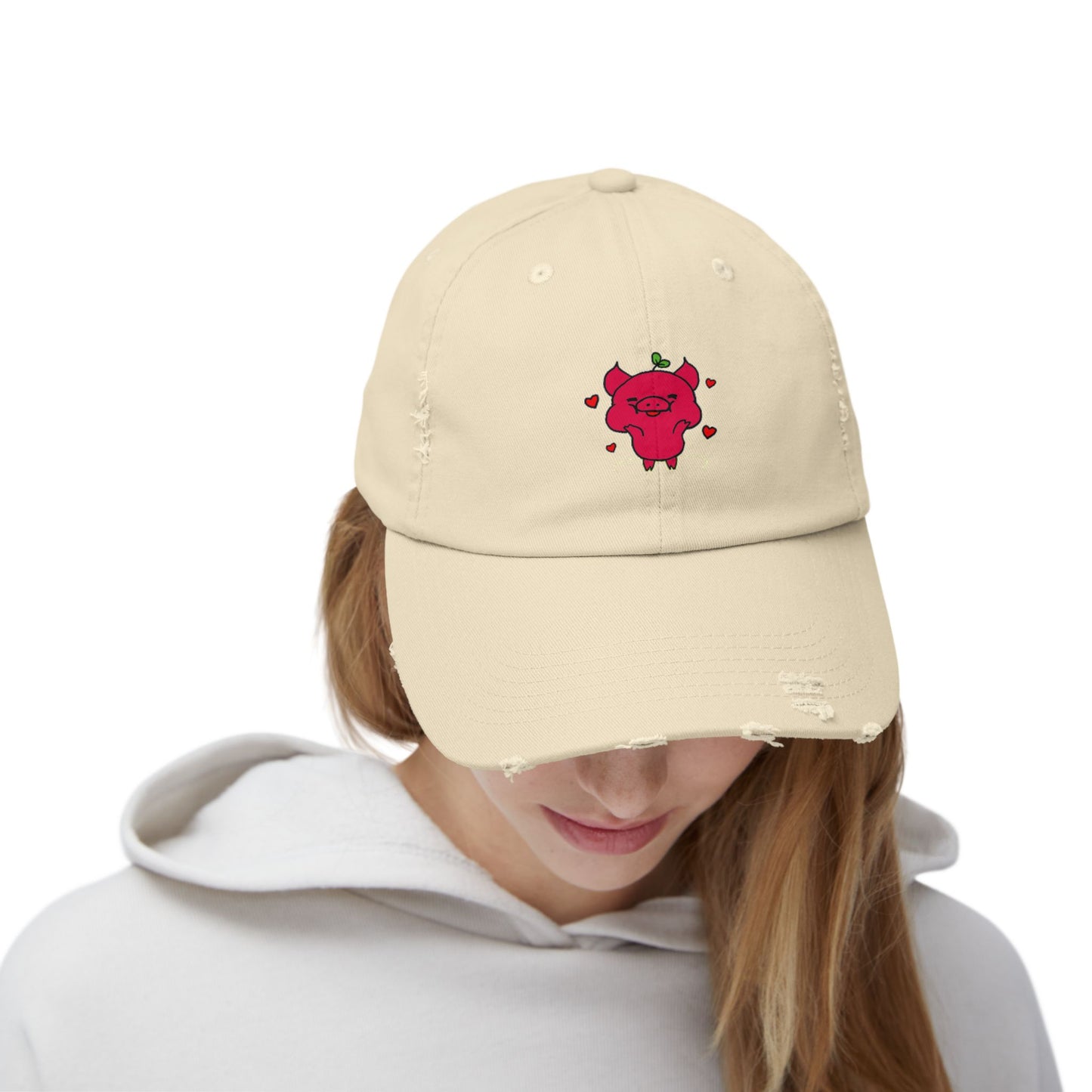 Pig Vintage Distressed Dad Hat Unisex Adjustable Cotton Twill Baseball Cap for Casual Everyday Wear