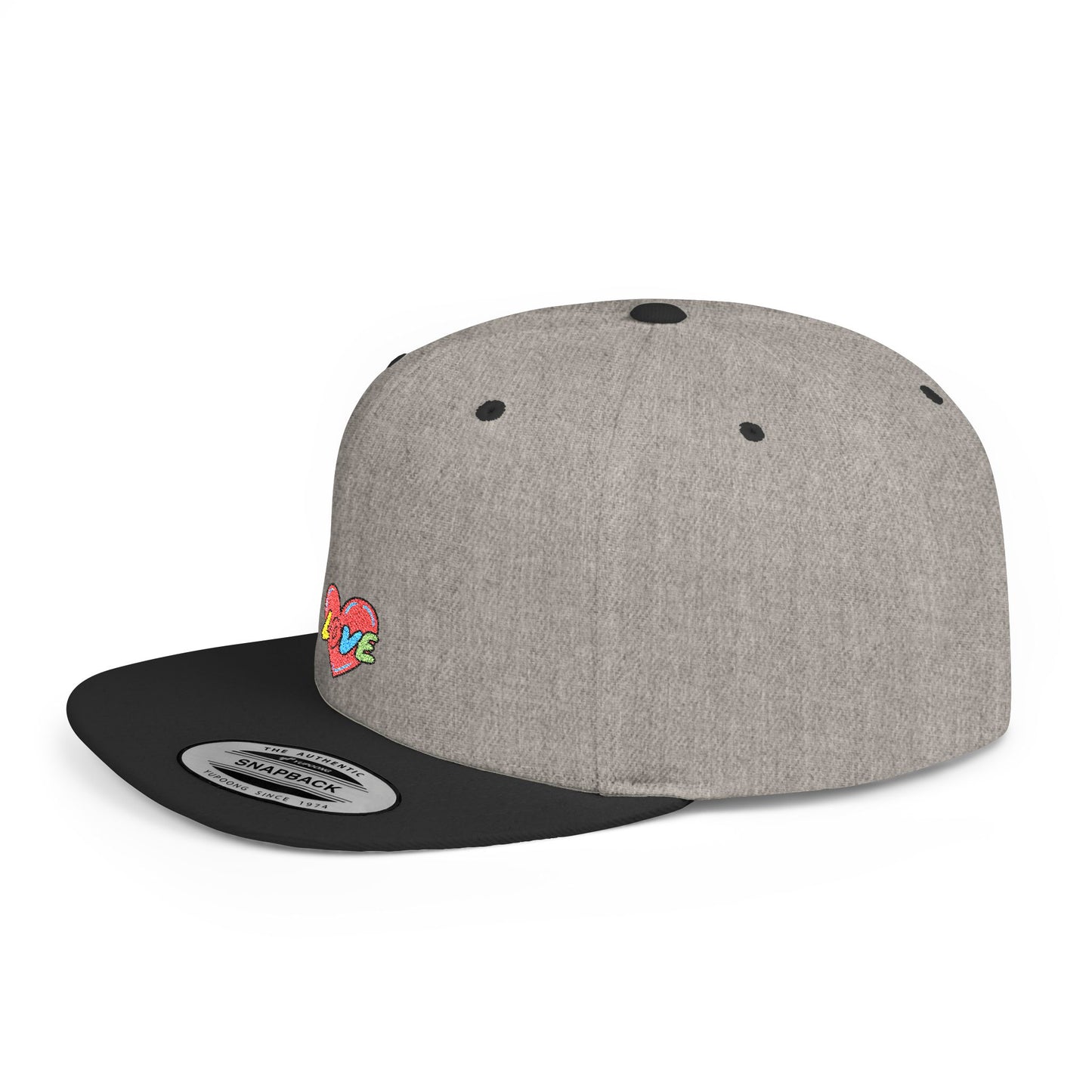 Icons Embroidered Love Flat Bill Snapback – Lightweight, Custom Fit, Premium Quality