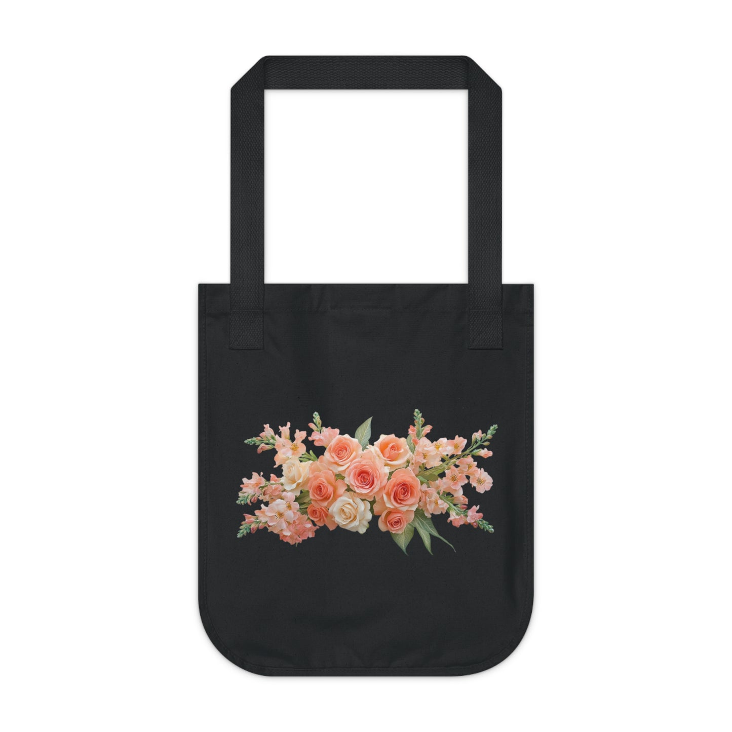 Flowers Peach Rose Floral Organic Canvas Tote Bag - Eco-Friendly Carryall for Everyday Use