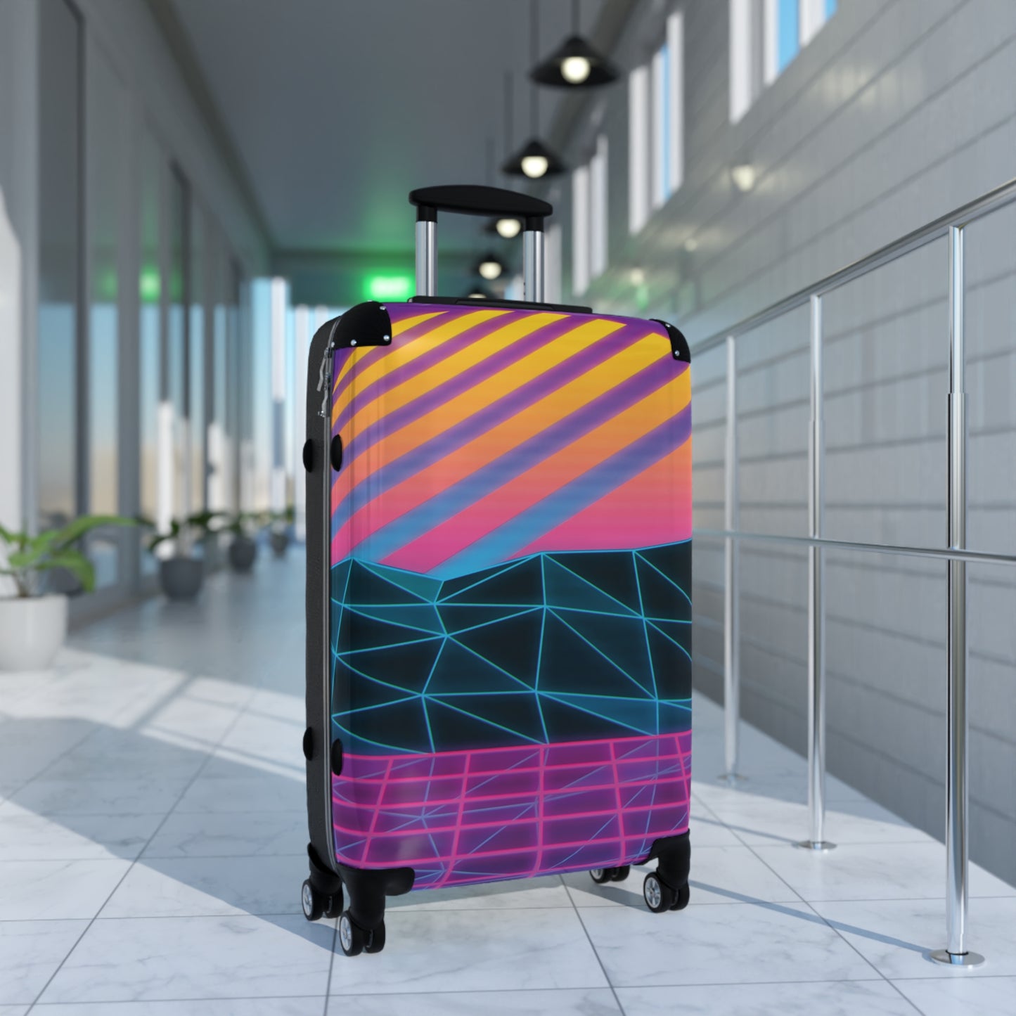 Abstract Neon Sunset Art Carry-On Suitcase - Stylish Luggage for Travelers