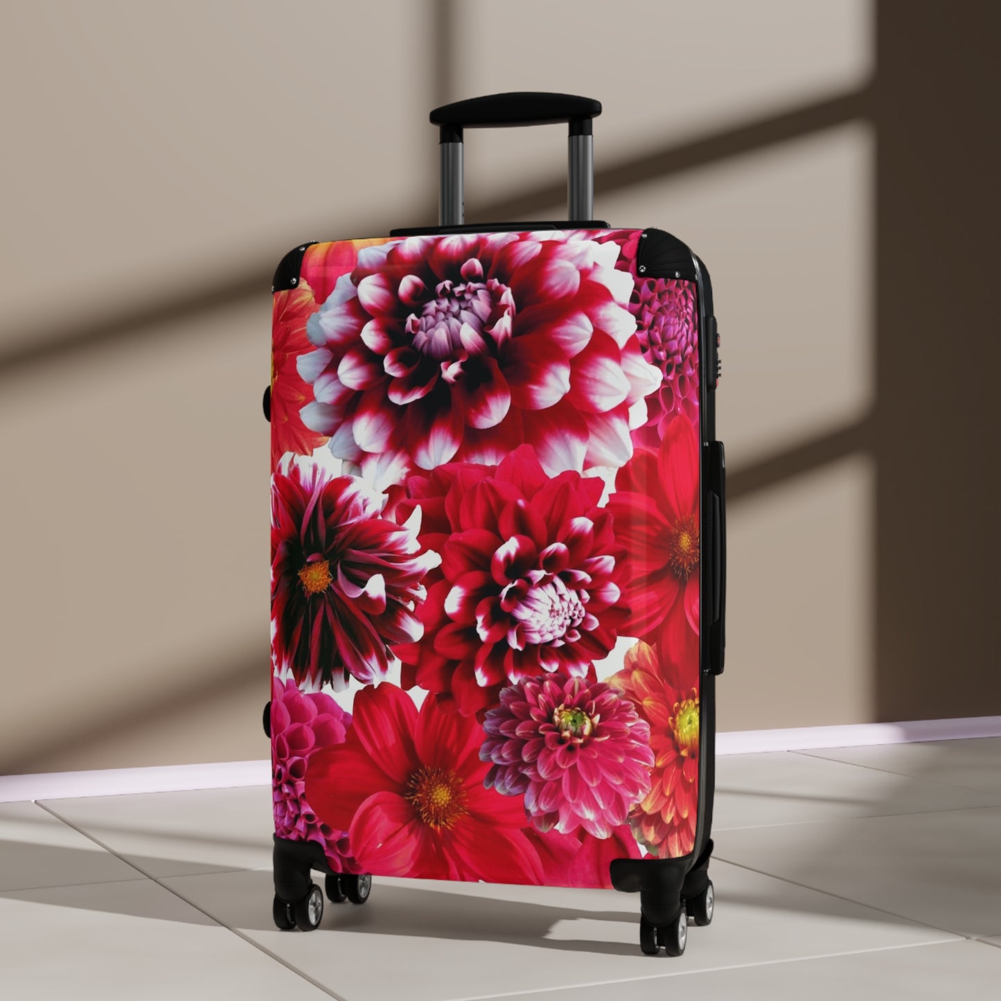 Nature Flowers Floral Red Dahlia Art Carry-On Suitcase - Stylish Luggage for Travelers