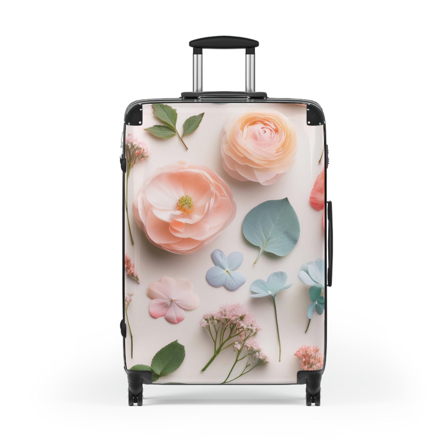 Nature Flowers Floral Pink On White Art Carry-On Suitcase - Stylish Luggage for Travelers