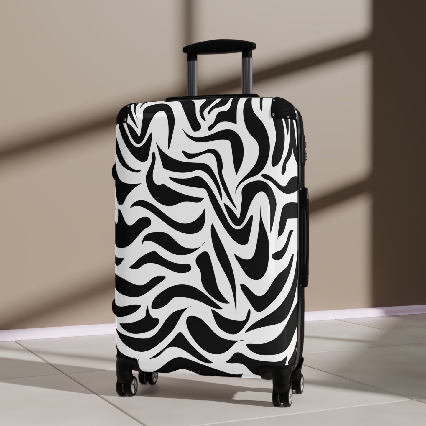 Abstract Black and White Zebra Art Carry-On Suitcase - Stylish Luggage for Travelers