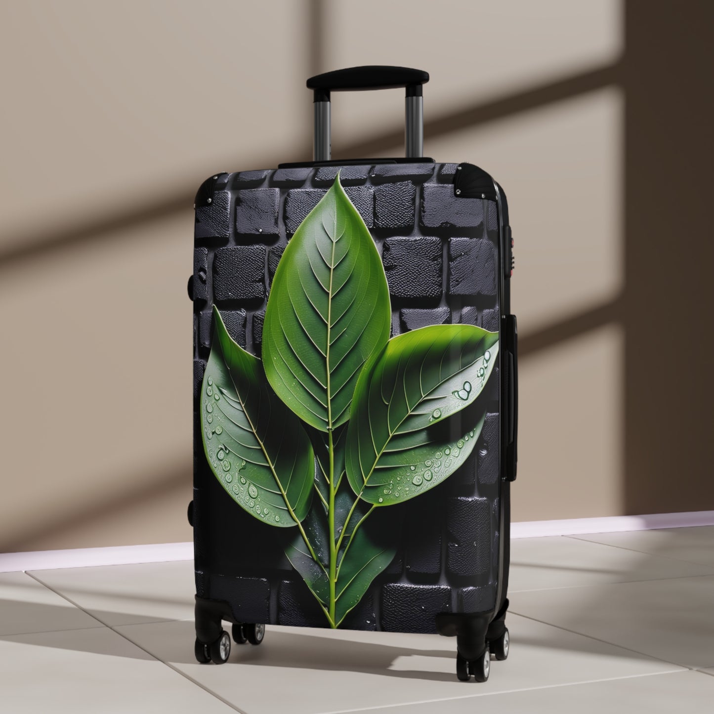 Nature Green Leaves With Water Art Carry-On Suitcase - Stylish Luggage for Travelers