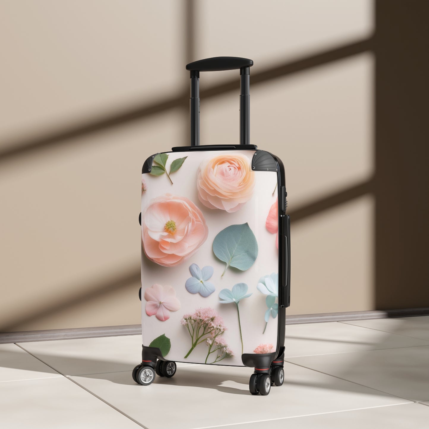 Nature Flowers Floral Pink On White Art Carry-On Suitcase - Stylish Luggage for Travelers