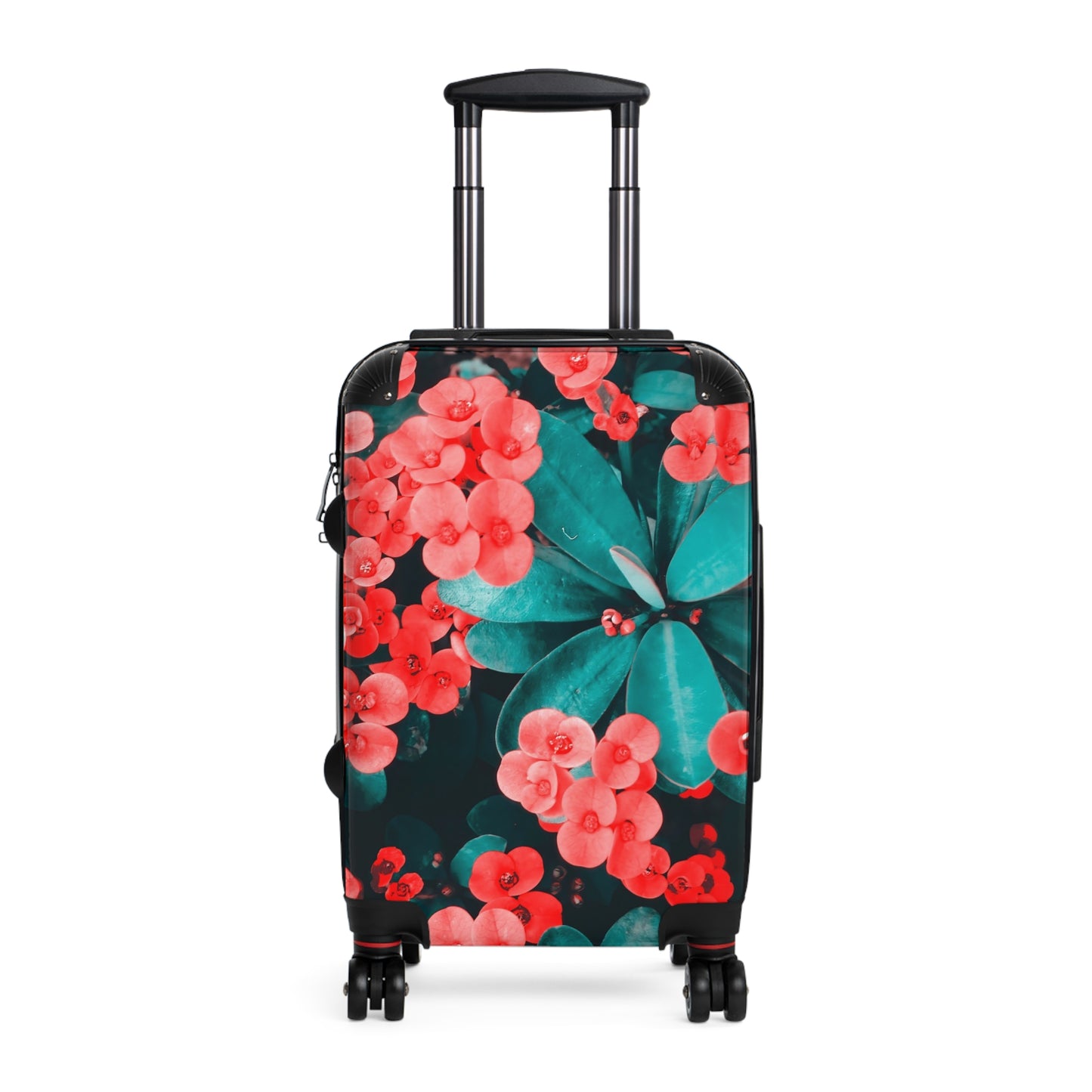Nature Flowers Floral Green and Red Art Carry-On Suitcase - Stylish Luggage for Travelers