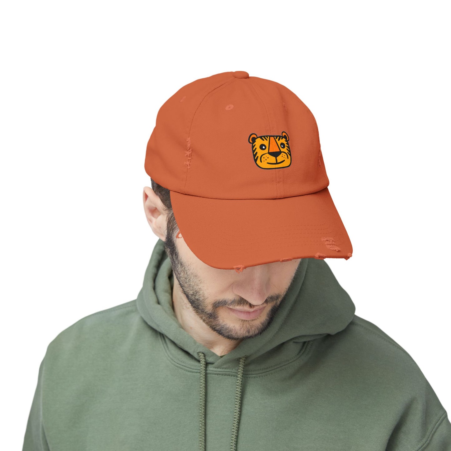 Tiger Vintage Distressed Dad Hat Unisex Adjustable Cotton Twill Baseball Cap for Casual Everyday Wear