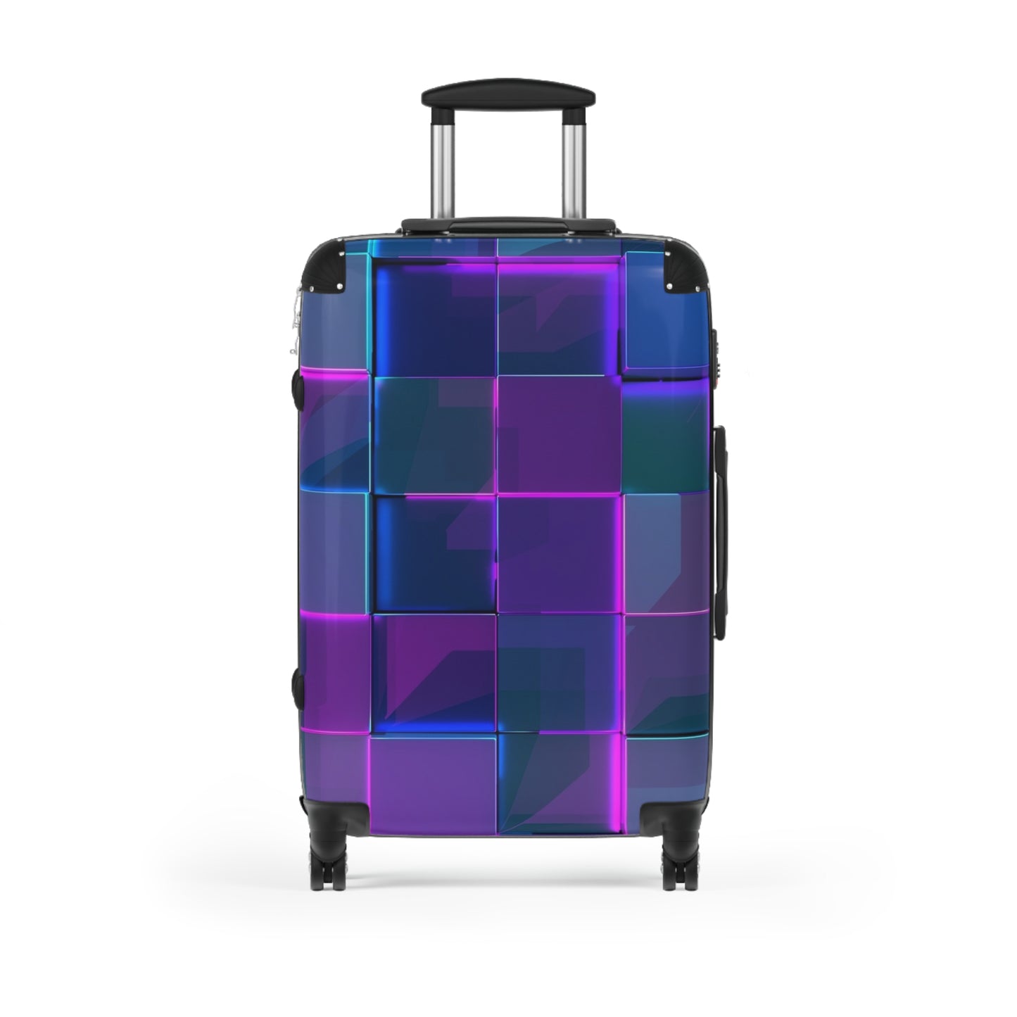 Abstract Neon 3D Geometric Carry-On Suitcase - Stylish Luggage for Travelers