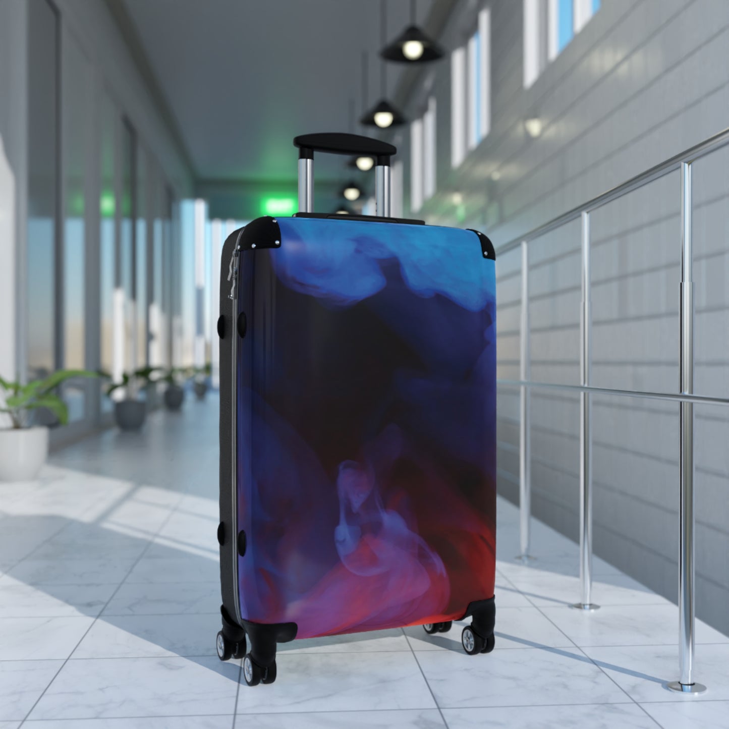Abstract Blue Red Smoke Art Carry-On Suitcase - Stylish Luggage for Travelers