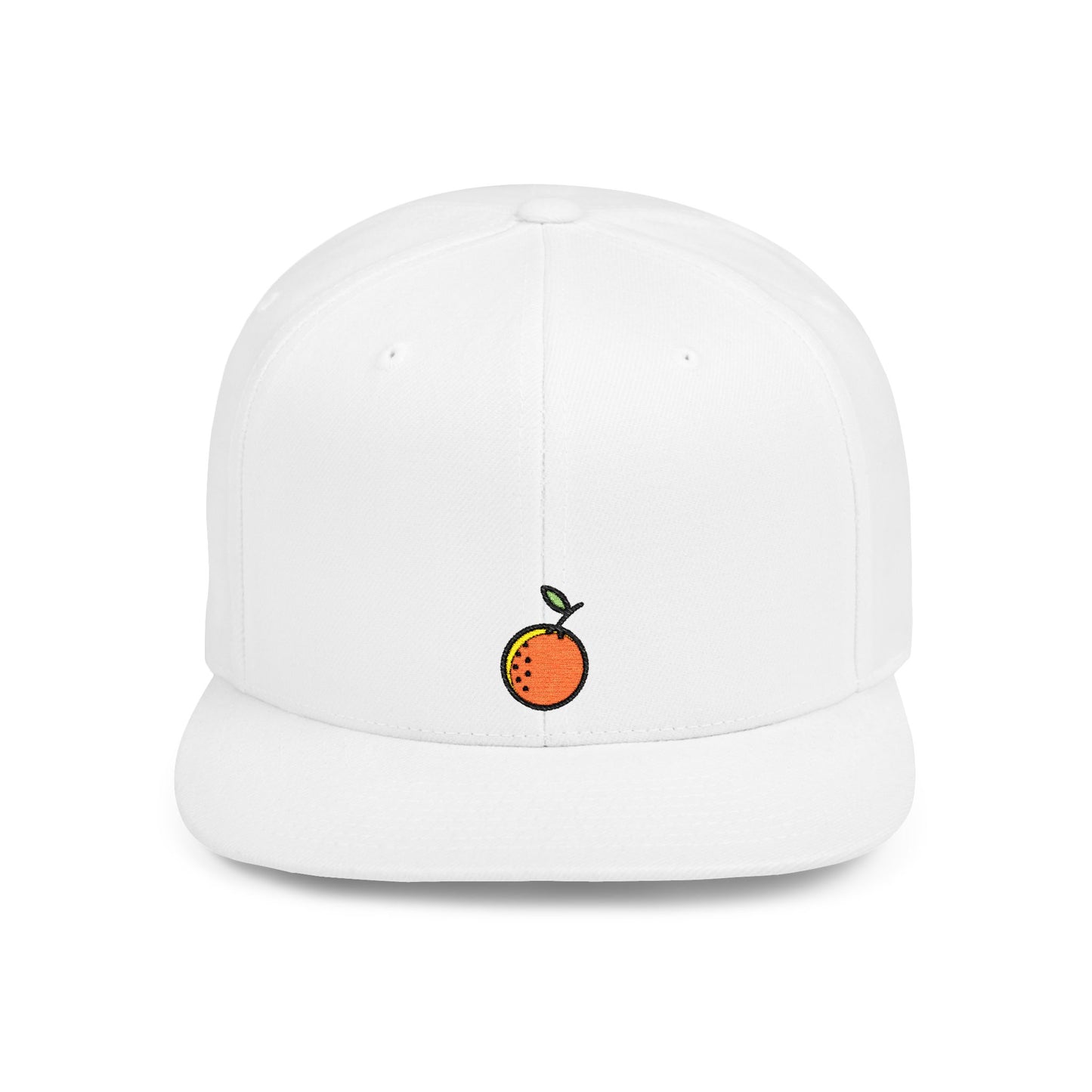 Icons Embroidered Orange Fruit Flat Bill Snapback – Lightweight, Custom Fit, Premium Quality