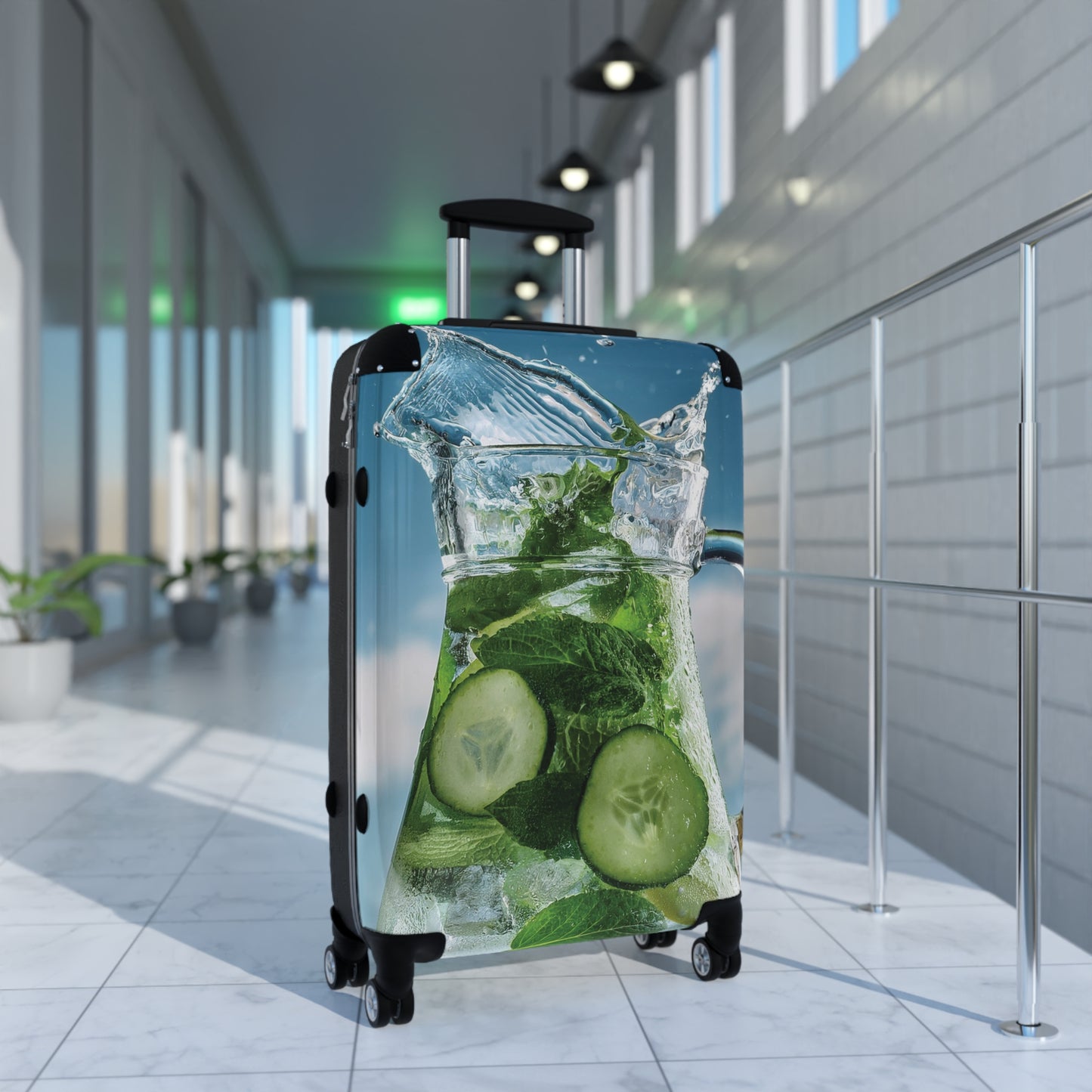 Nature Summer Cucumber and Mint FLoating Carry-On Suitcase - Stylish Luggage for Travelers