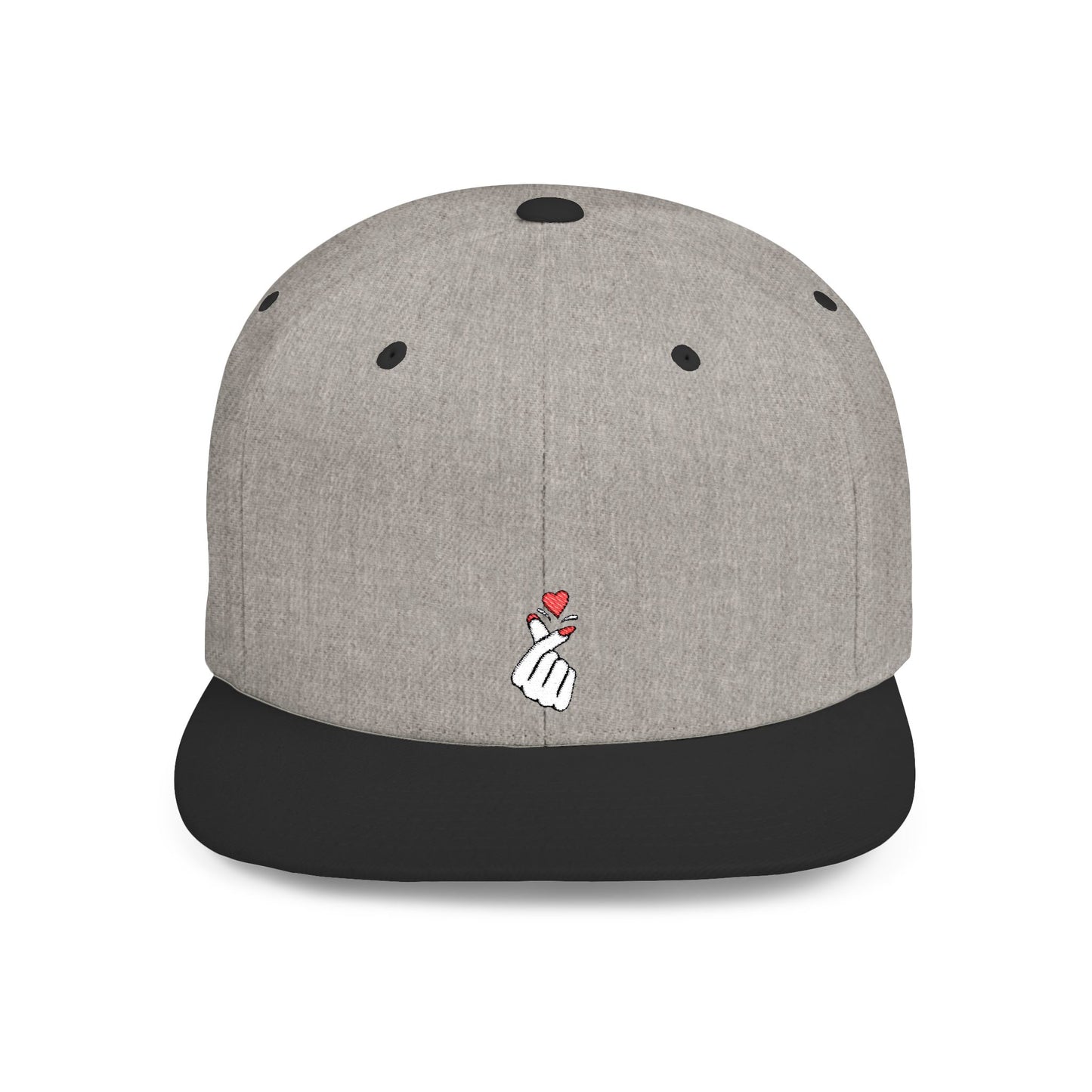 Icons Embroidered Heart Hand Gesture Flat Bill Snapback – Lightweight, Custom Fit, Premium Quality