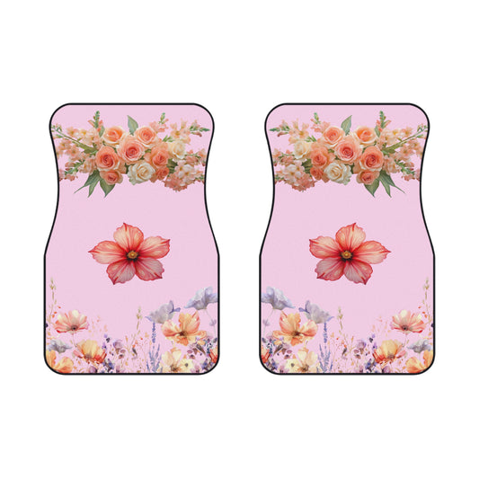 Flowers Dedicated Flower Car Floor Mats – 2-Piece Front Set, Durable & Stylish, Universal Fit