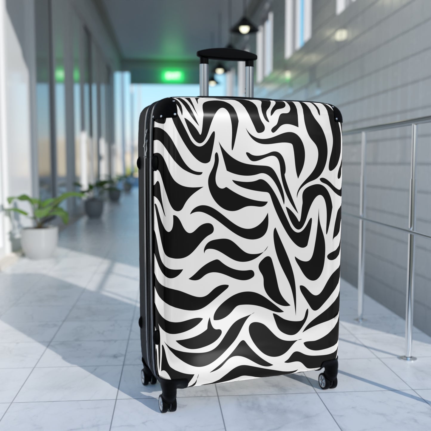 Abstract Black and White Zebra Art Carry-On Suitcase - Stylish Luggage for Travelers