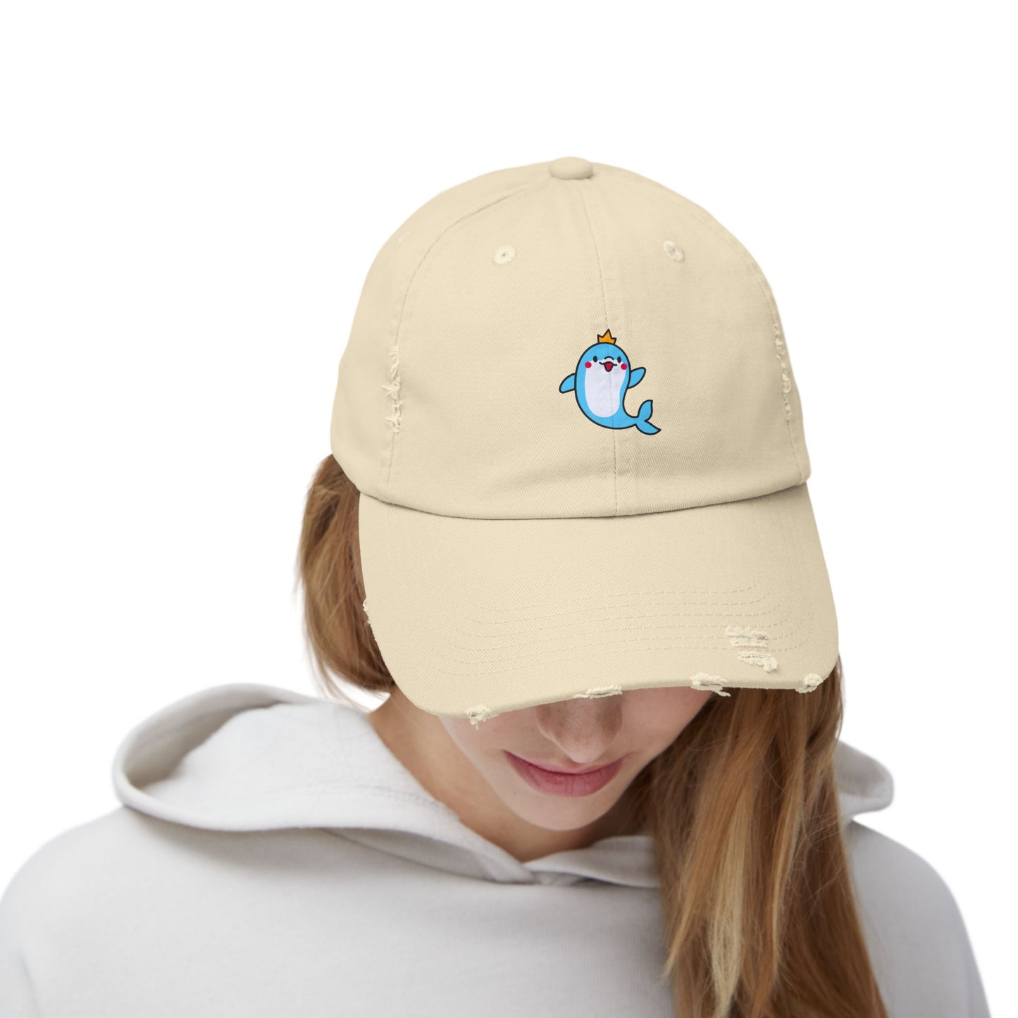 Dolphin Crown Vintage Distressed Dad Hat Unisex Adjustable Cotton Twill Baseball Cap for Casual Everyday Wear