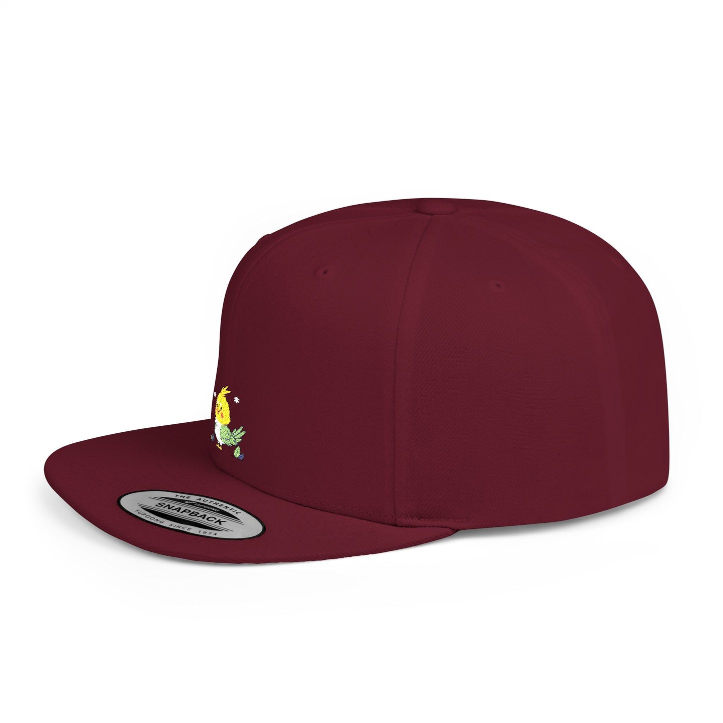 Icons Embroidered Cute Bird Flat Bill Snapback – Lightweight, Custom Fit, Premium Quality