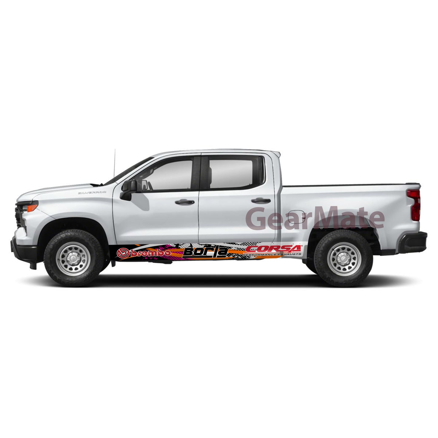 Racing Pink Brembo Rocker Panel Graphic Decal Kit (Left & Right Sides) - High Quality Vinyl for Trucks & SUVs