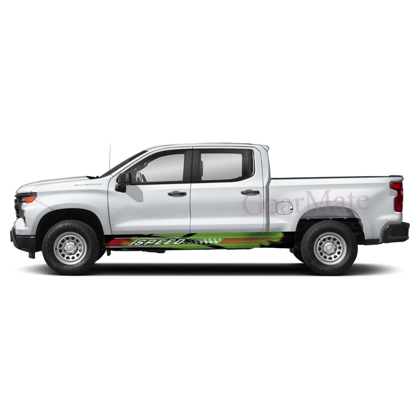 Speed Grunge Green Panel Graphic Decal Kit (Left & Right Sides) - High Quality Vinyl for Trucks & SUVs