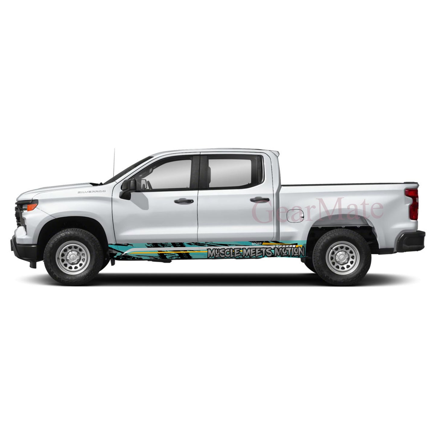 Muscle Meets Motion Rocker Panel Graphic Decal Kit (Left & Right Sides) - High Quality Vinyl for Trucks & SUVs