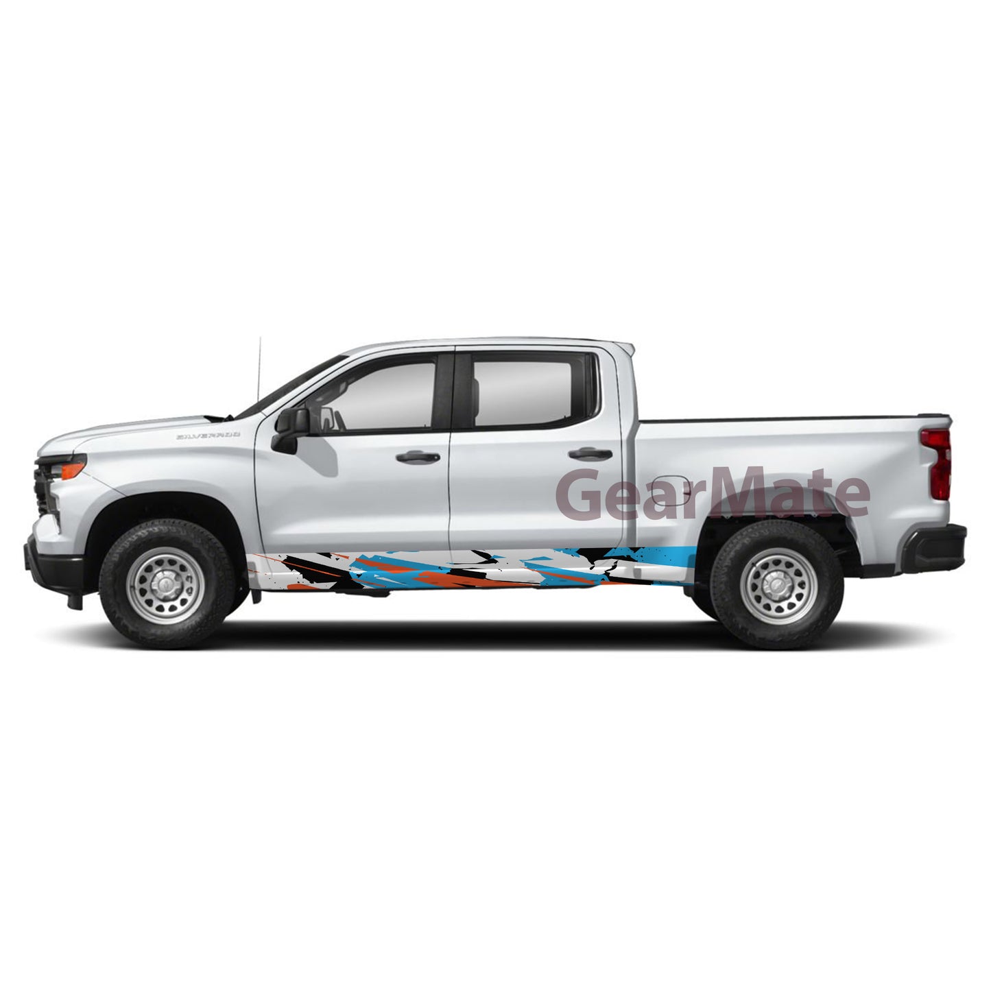 Racing Sky Blue Rocker Panel Graphic Decal Kit (Left & Right Sides) - High Quality Vinyl for Trucks & SUVs
