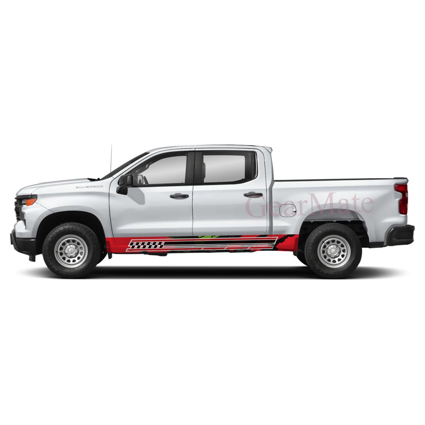 Racing Fire Rocker Panel Graphic Decal Kit (Left & Right Sides) - High Quality Vinyl for Trucks & SUVs