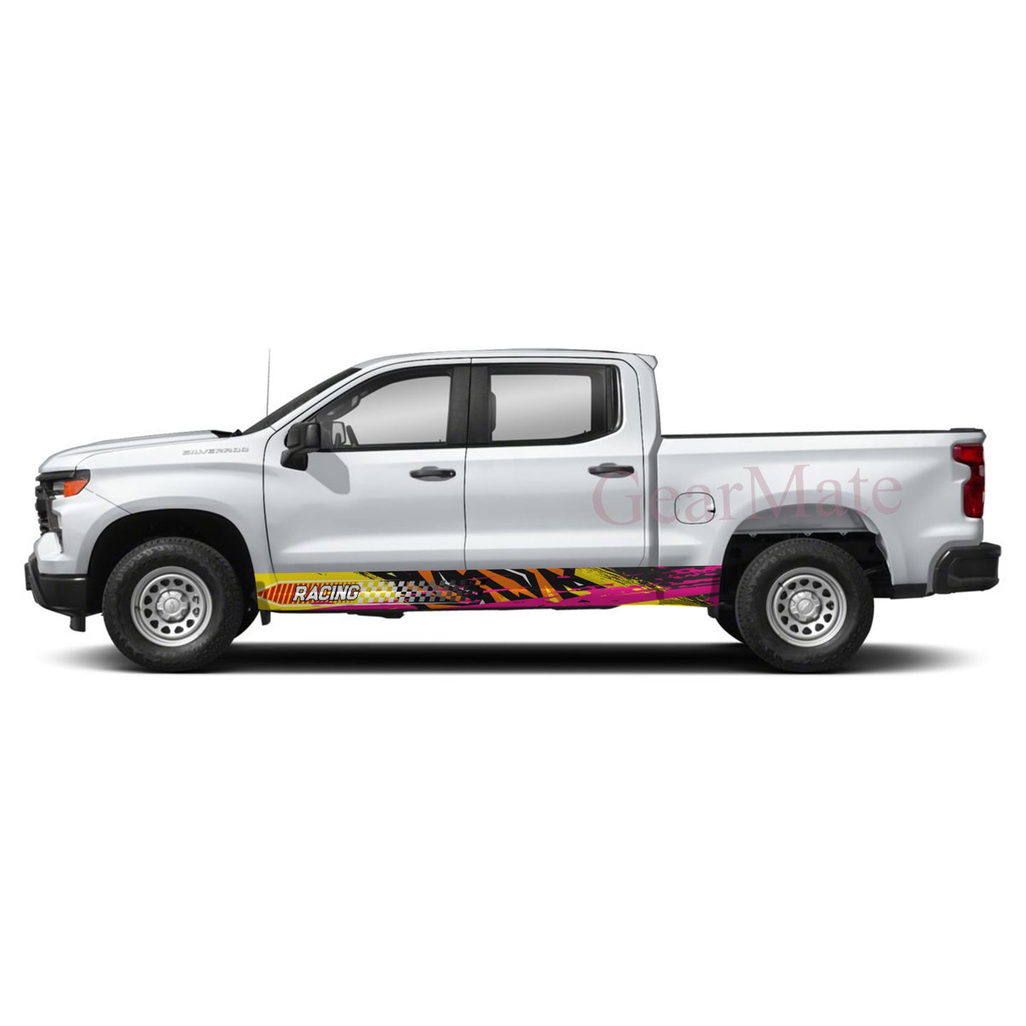 Racing Pink Orange Rocker Panel Graphic Decal Kit (Left & Right Sides) - High Quality Vinyl for Trucks & SUVs