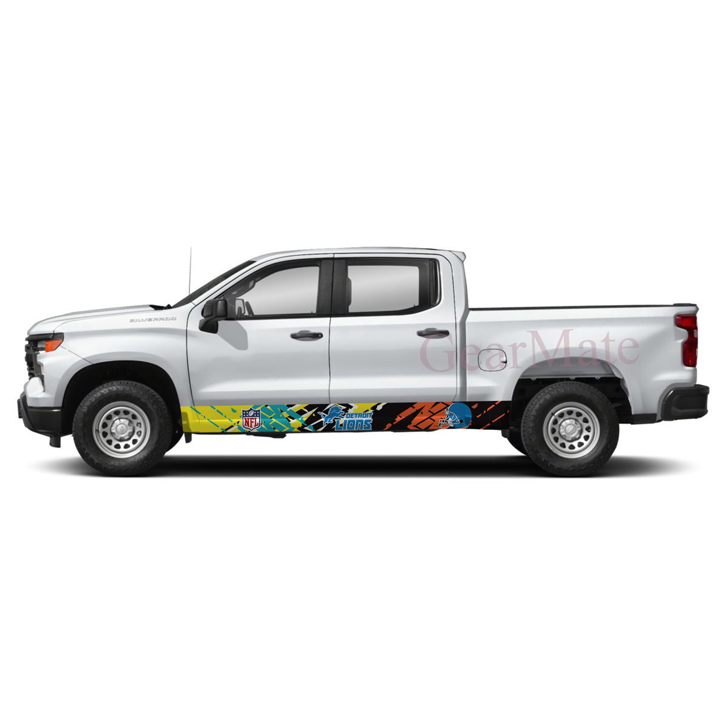 NFL Detroit Lions Rocker Panel Graphic Decal Kit (Left & Right Sides) - High Quality Vinyl for Trucks & SUVs