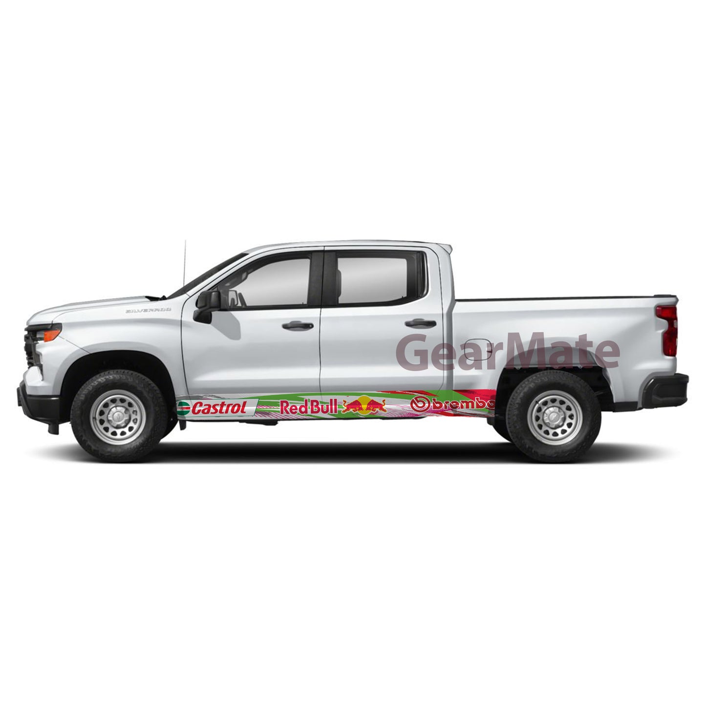 Sport Paint Red Green Brembo Castrol Redbull Rocker Panel Graphic Decal Kit (Left & Right Sides) - High Quality Vinyl for Trucks & SUVs