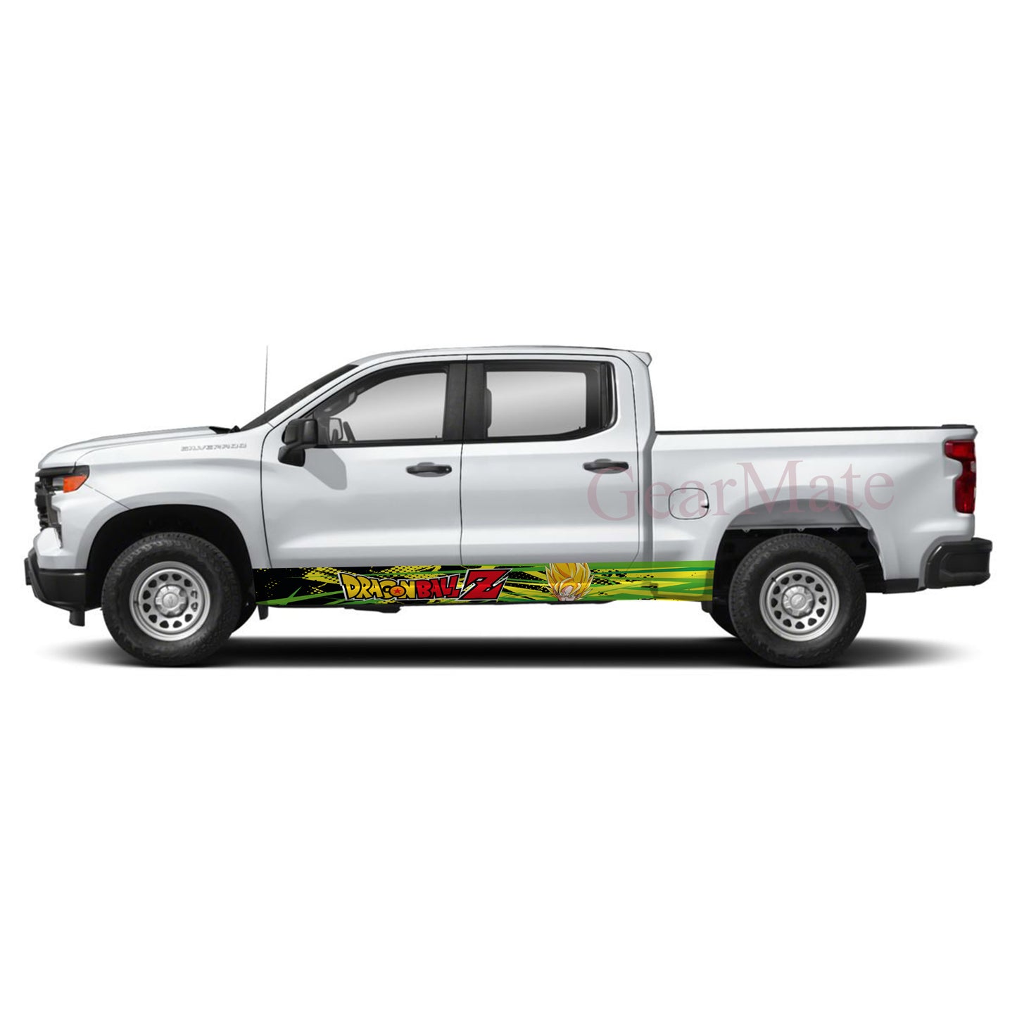 Green Yellow Dragon Ball Z Rocker Panel Graphic Decal Kit (Left & Right Sides) - High Quality Vinyl for Trucks & SUVs