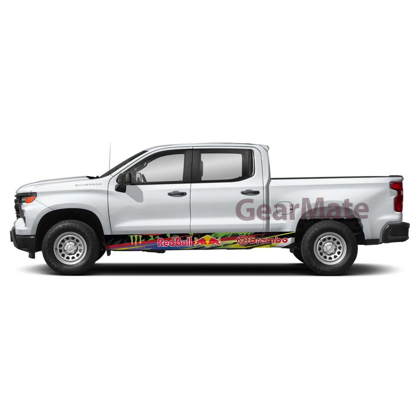 Sport Green Mix Redbull Rocker Panel Graphic Decal Kit (Left & Right Sides) - High Quality Vinyl for Trucks & SUVs