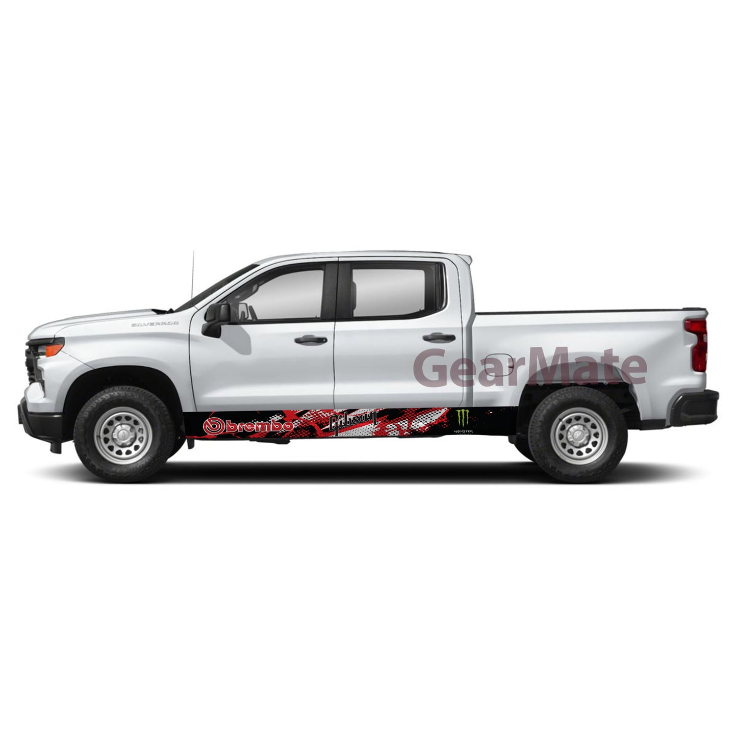 Racing Red Monster Total Rocker Panel Graphic Decal Kit (Left & Right Sides) - High Quality Vinyl for Trucks & SUVs